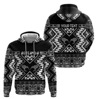 Personalised Taniko Motifs Aotearoa Zip Hoodie Waitangi Kowhaiwhai Kiwi - Monochrome LT7 - Polynesian Pride