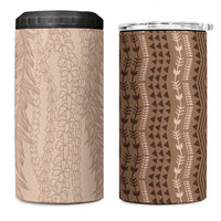 Vintage Beige Hawaiian Traditional Kapa Mix Flowers Lei 4 in 1 Can Cooler Tumbler LT7 One Size: 16 oz Beige - Polynesian Pride