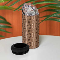 Vintage Beige Hawaiian Traditional Kapa Mix Flowers Lei 4 in 1 Can Cooler Tumbler LT7 - Polynesian Pride