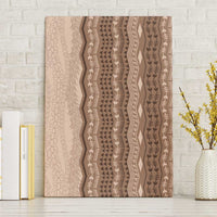 Vintage Beige Hawaiian Traditional Kapa Mix Flowers Lei Canvas Wall Art