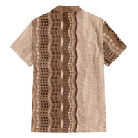 Vintage Beige Hawaiian Traditional Kapa Mix Flowers Lei Family Matching Tank Maxi Dress and Hawaiian Shirt LT7 - Polynesian Pride