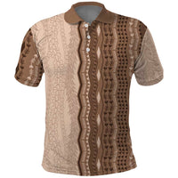 Vintage Beige Hawaiian Traditional Kapa Mix Flowers Lei Polo Shirt
