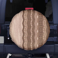 Vintage Beige Hawaiian Traditional Kapa Mix Flowers Lei Spare Tire Cover