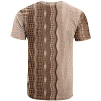 Vintage Beige Hawaiian Traditional Kapa Mix Flowers Lei T Shirt