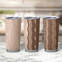 Vintage Beige Hawaiian Traditional Kapa Mix Flowers Lei Tumbler Cup