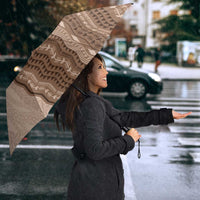 Vintage Beige Hawaiian Traditional Kapa Mix Flowers Lei Umbrella