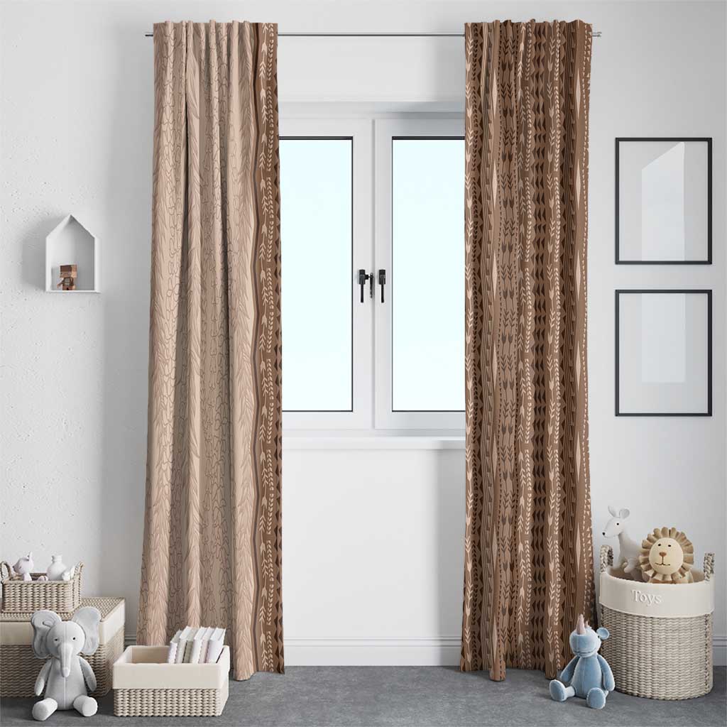 Vintage Beige Hawaiian Traditional Kapa Mix Flowers Lei Window Curtain