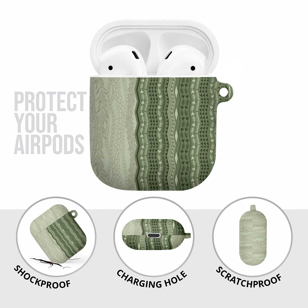 Vintage Sage Green Hawaiian Traditional Kapa Mix Flowers Lei AirPods Case