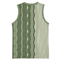Vintage Sage Green Hawaiian Traditional Kapa Mix Flowers Lei Basketball Jersey LT7 - Polynesian Pride