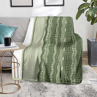 Vintage Sage Green Hawaiian Traditional Kapa Mix Flowers Lei Blanket