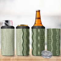 Vintage Sage Green Hawaiian Traditional Kapa Mix Flowers Lei 4 in 1 Can Cooler Tumbler LT7 - Polynesian Pride