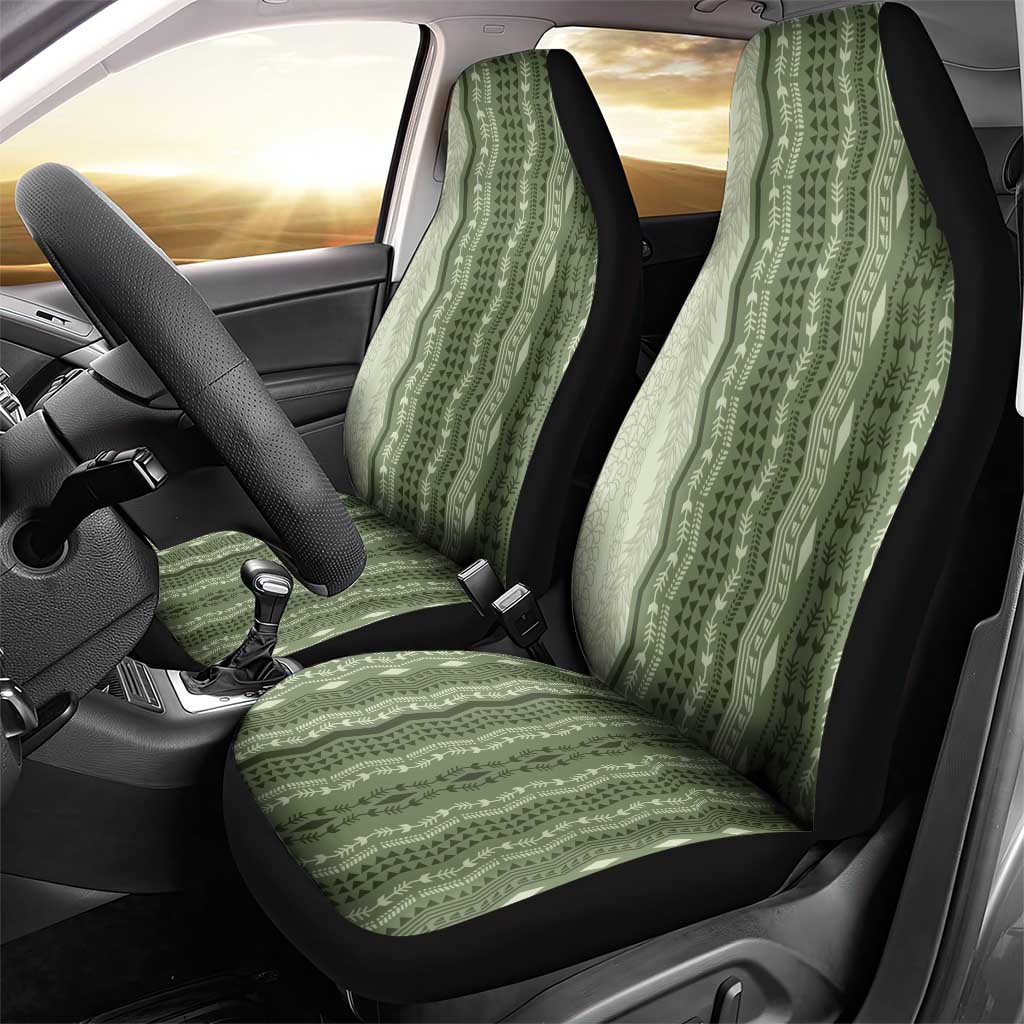 Vintage Sage Green Hawaiian Traditional Kapa Mix Flowers Lei Car Seat Cover LT7 - Polynesian Pride