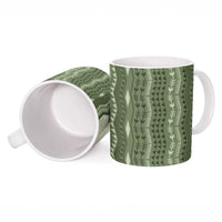 Vintage Sage Green Hawaiian Traditional Kapa Mix Flowers Lei Ceramic Mug