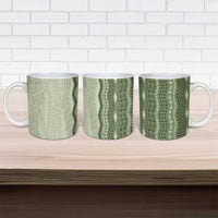 Vintage Sage Green Hawaiian Traditional Kapa Mix Flowers Lei Ceramic Mug