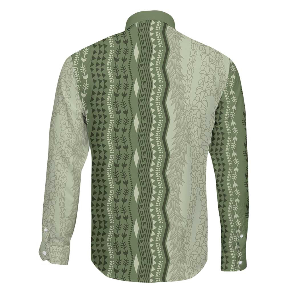 Vintage Sage Green Hawaiian Traditional Kapa Mix Flowers Lei Family Matching Mermaid Dress and Hawaiian Shirt LT7 - Polynesian Pride