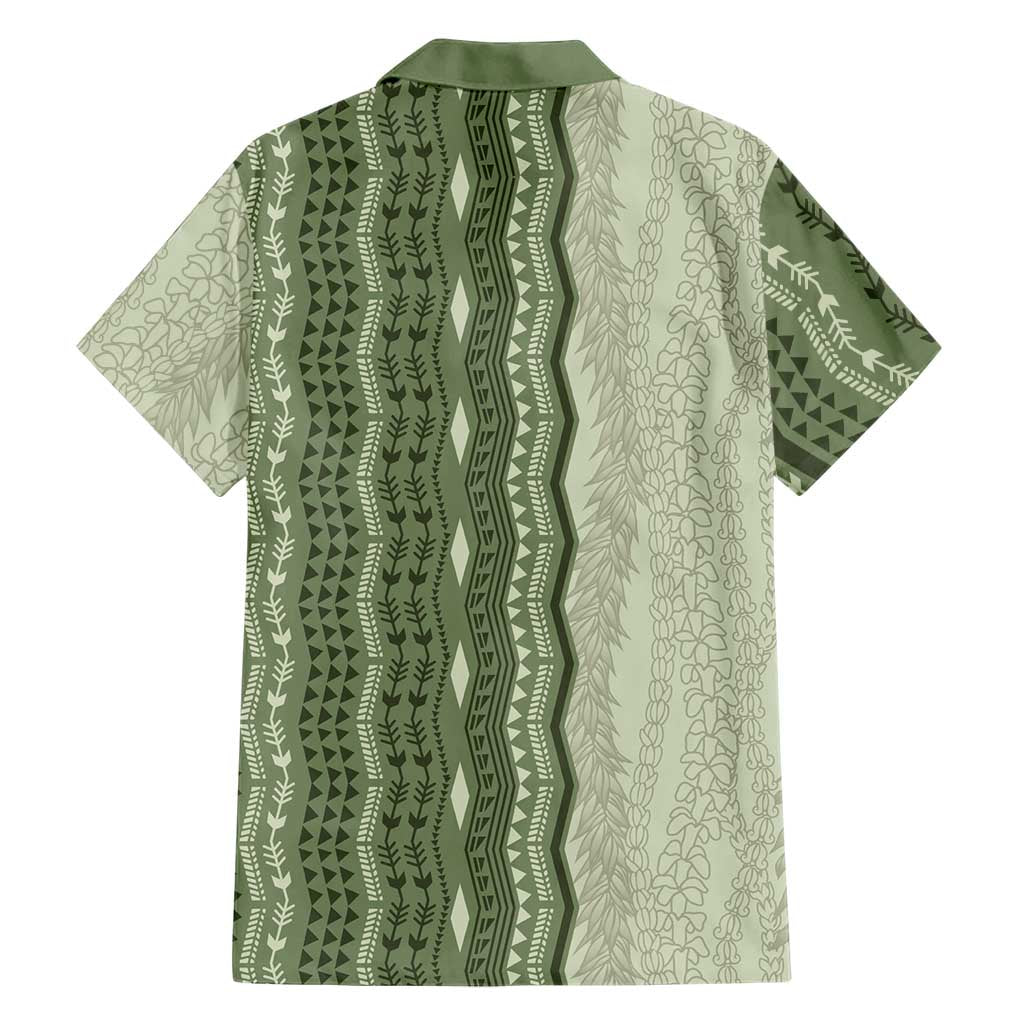 Vintage Sage Green Hawaiian Traditional Kapa Mix Flowers Lei Family Matching Off Shoulder Maxi Dress and Hawaiian Shirt LT7 - Polynesian Pride
