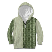 Vintage Sage Green Hawaiian Traditional Kapa Mix Flowers Lei Kid Hoodie LT7 Zip Hoodie Sage Green - Polynesian Pride