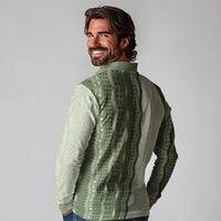Vintage Sage Green Hawaiian Traditional Kapa Mix Flowers Lei Long Sleeve Polo Shirt LT7 - Polynesian Pride