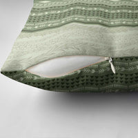 Vintage Sage Green Hawaiian Traditional Kapa Mix Flowers Lei Pillow Cover