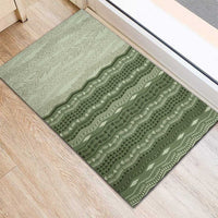Vintage Sage Green Hawaiian Traditional Kapa Mix Flowers Lei Rubber Doormat