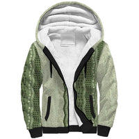 Vintage Sage Green Hawaiian Traditional Kapa Mix Flowers Lei Sherpa Hoodie LT7 Unisex Sage Green - Polynesian Pride