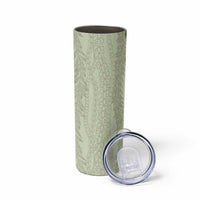 Vintage Sage Green Hawaiian Traditional Kapa Mix Flowers Lei Skinny Tumbler LT7 - Polynesian Pride