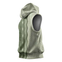 Vintage Sage Green Hawaiian Traditional Kapa Mix Flowers Lei Sleeveless Hoodie LT7 - Polynesian Pride