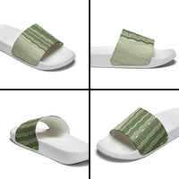 Vintage Sage Green Hawaiian Traditional Kapa Mix Flowers Lei Slide Sandals