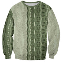 Vintage Sage Green Hawaiian Traditional Kapa Mix Flowers Lei Sweatshirt