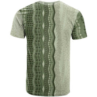 Vintage Sage Green Hawaiian Traditional Kapa Mix Flowers Lei T Shirt