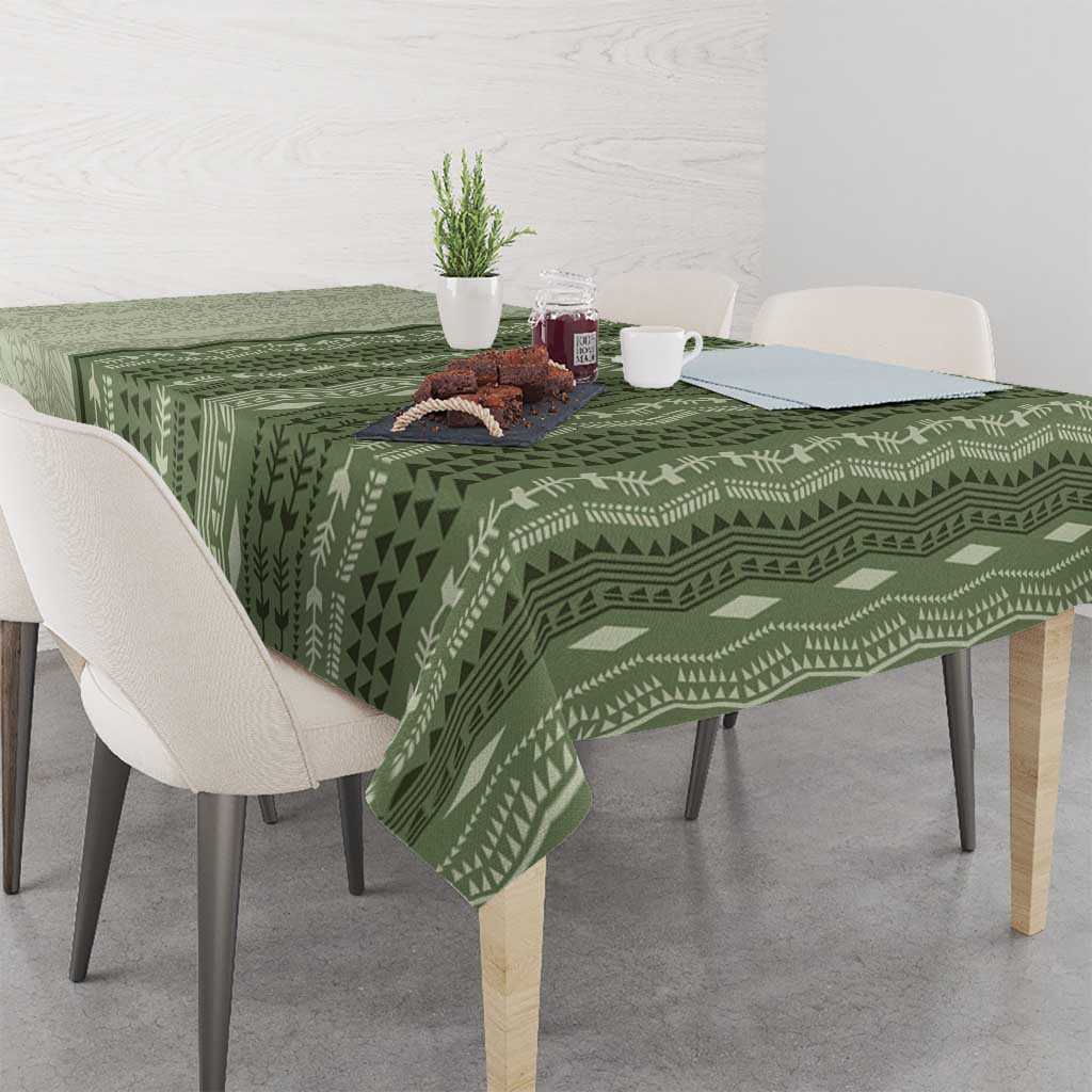 Vintage Sage Green Hawaiian Traditional Kapa Mix Flowers Lei Tablecloth