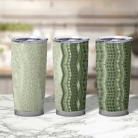 Vintage Sage Green Hawaiian Traditional Kapa Mix Flowers Lei Tumbler Cup