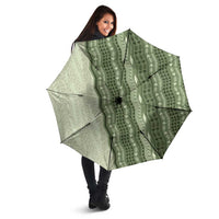 Vintage Sage Green Hawaiian Traditional Kapa Mix Flowers Lei Umbrella