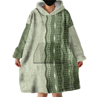Vintage Sage Green Hawaiian Traditional Kapa Mix Flowers Lei Wearable Blanket Hoodie LT7 - Polynesian Pride
