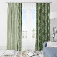 Vintage Sage Green Hawaiian Traditional Kapa Mix Flowers Lei Window Curtain LT7 - Polynesian Pride