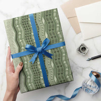 Vintage Sage Green Hawaiian Traditional Kapa Mix Flowers Lei Wrapping Paper