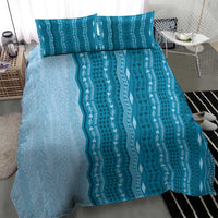 Vintage Cobalt Blue Hawaiian Traditional Kapa Mix Flowers Lei Bedding Set LT7 - Polynesian Pride