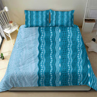 Vintage Cobalt Blue Hawaiian Traditional Kapa Mix Flowers Lei Bedding Set LT7 - Polynesian Pride