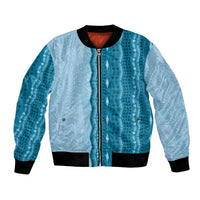 Vintage Cobalt Blue Hawaiian Traditional Kapa Mix Flowers Lei Bomber Jacket