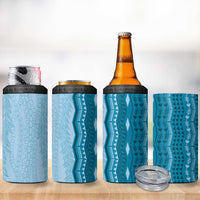 Vintage Cobalt Blue Hawaiian Traditional Kapa Mix Flowers Lei 4 in 1 Can Cooler Tumbler LT7 - Polynesian Pride
