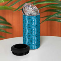 Vintage Cobalt Blue Hawaiian Traditional Kapa Mix Flowers Lei 4 in 1 Can Cooler Tumbler LT7 - Polynesian Pride