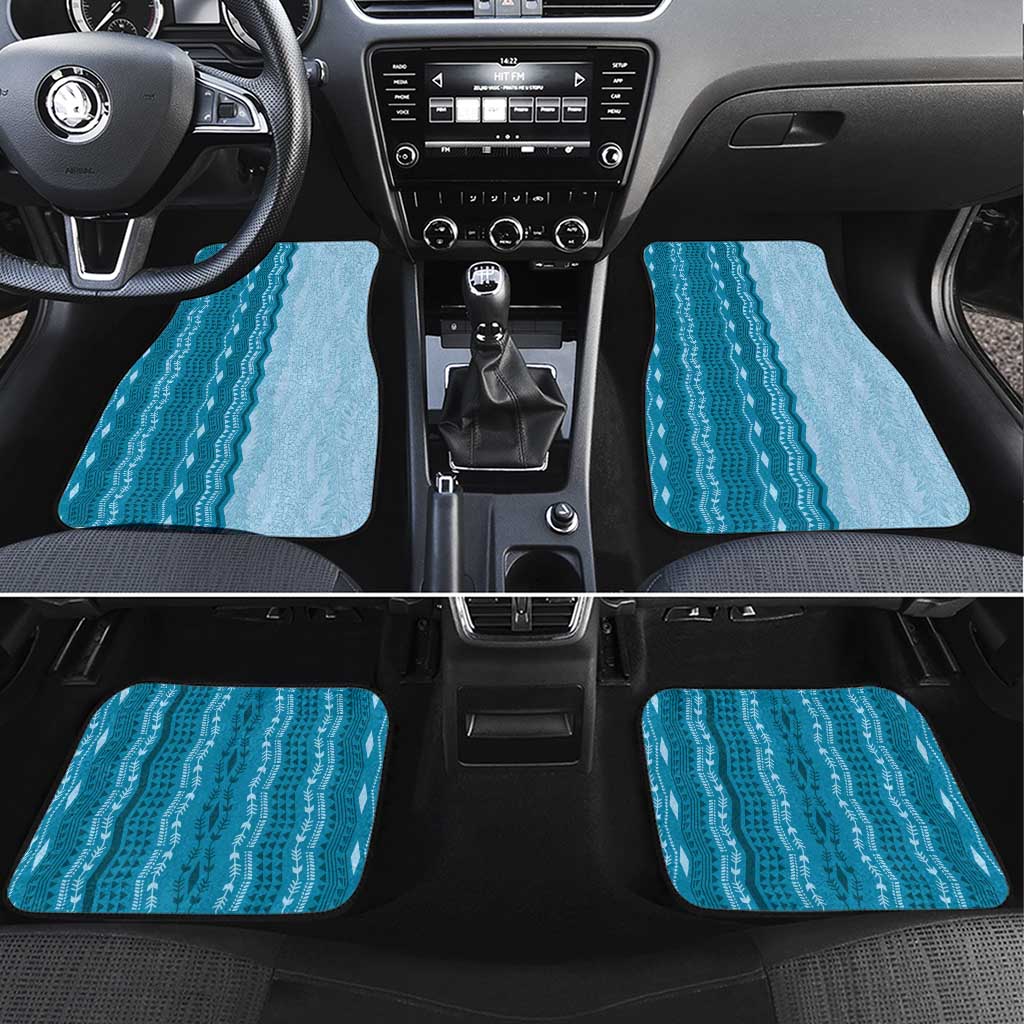 Vintage Cobalt Blue Hawaiian Traditional Kapa Mix Flowers Lei Car Mats
