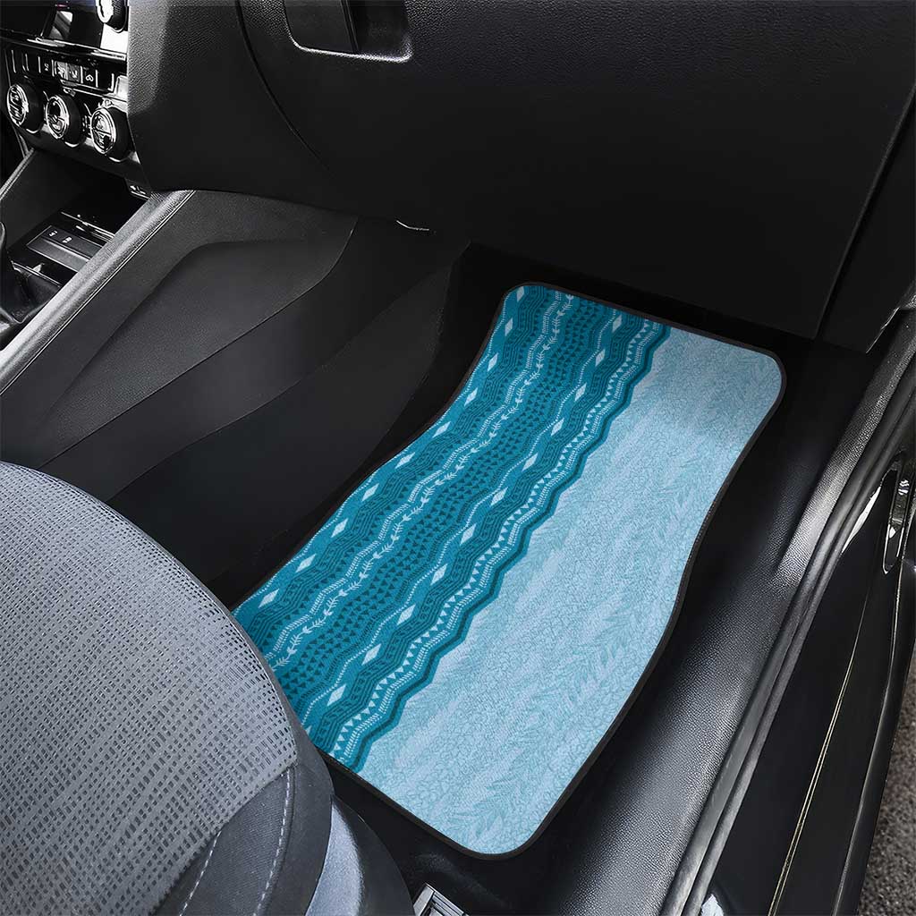 Vintage Cobalt Blue Hawaiian Traditional Kapa Mix Flowers Lei Car Mats