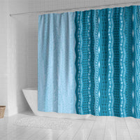 Vintage Cobalt Blue Hawaiian Traditional Kapa Mix Flowers Lei Shower Curtain