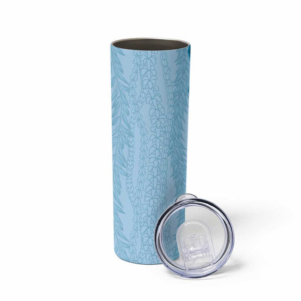 Vintage Cobalt Blue Hawaiian Traditional Kapa Mix Flowers Lei Skinny Tumbler LT7 - Polynesian Pride