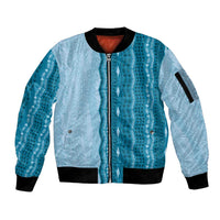 Vintage Cobalt Blue Hawaiian Traditional Kapa Mix Flowers Lei Sleeve Zip Bomber Jacket LT7 Unisex Cobalt Blue - Polynesian Pride