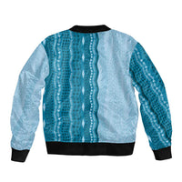 Vintage Cobalt Blue Hawaiian Traditional Kapa Mix Flowers Lei Sleeve Zip Bomber Jacket LT7 - Polynesian Pride