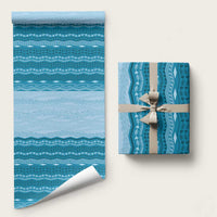 Vintage Cobalt Blue Hawaiian Traditional Kapa Mix Flowers Lei Wrapping Paper