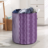 Vintage Violet Hawaiian Traditional Kapa Mix Flowers Lei Laundry Basket LT7 Violet - Polynesian Pride