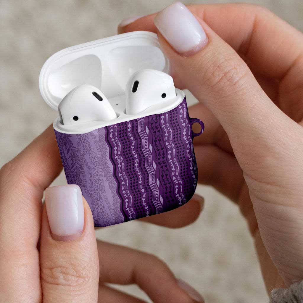 Vintage Violet Hawaiian Traditional Kapa Mix Flowers Lei AirPods Case